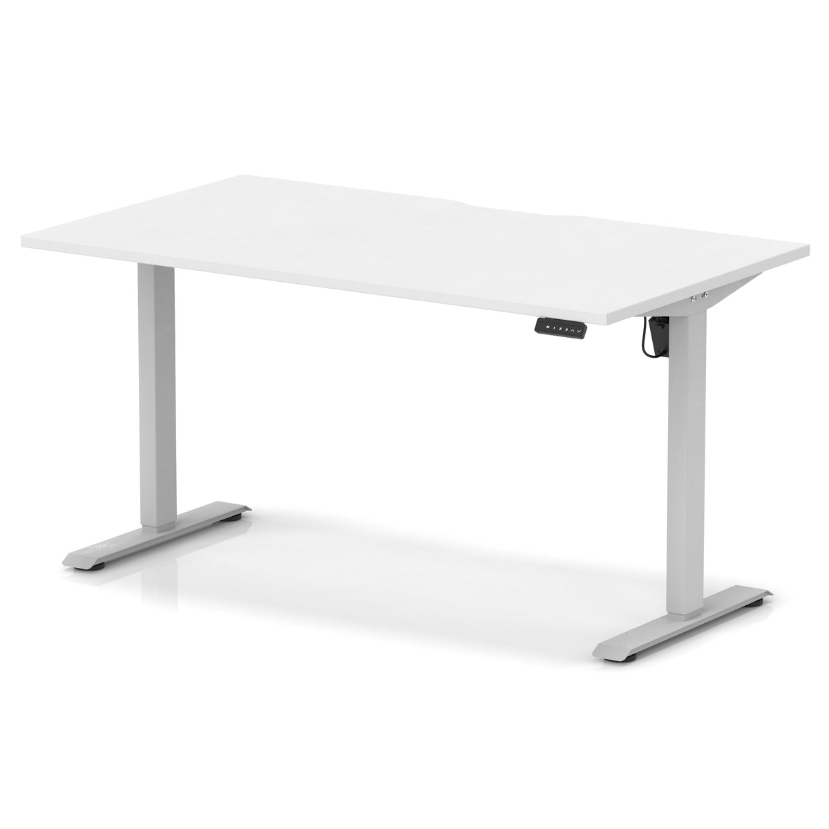 Dynamic Air Lite 1400mm scalloped edge desk in White with silver legs