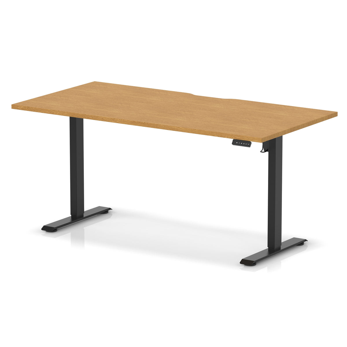 Dynamic Air Lite 1600mm scalloped edge desk in Oak with black legs