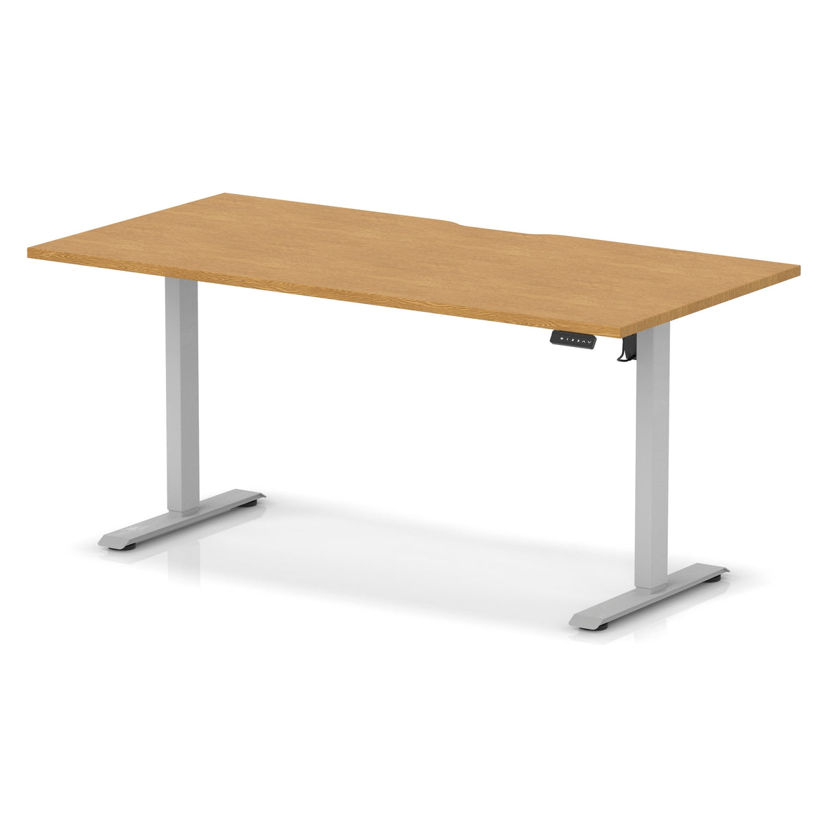 Dynamic Air Lite 1600mm scalloped edge desk in Oak with silver legs