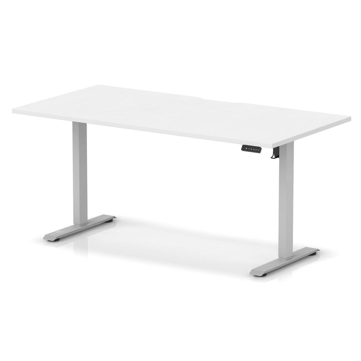 Dynamic Air Lite 1600mm scalloped edge desk in White with silver legs