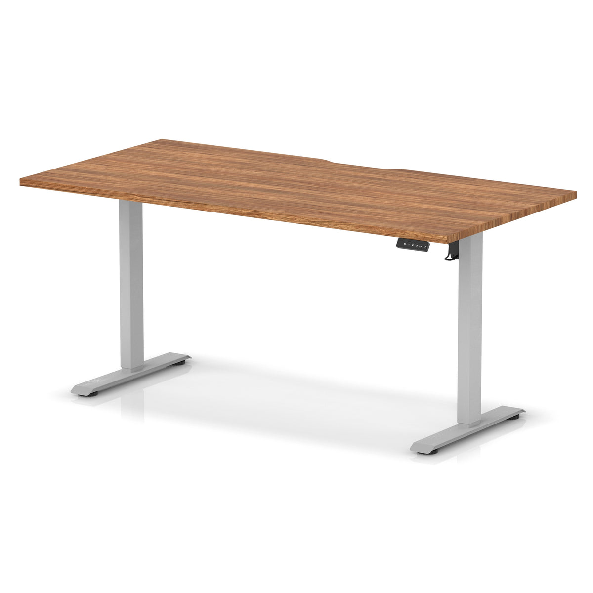 Dynamic Air Lite 1600mm scalloped edge desk in Walnut with silver legs