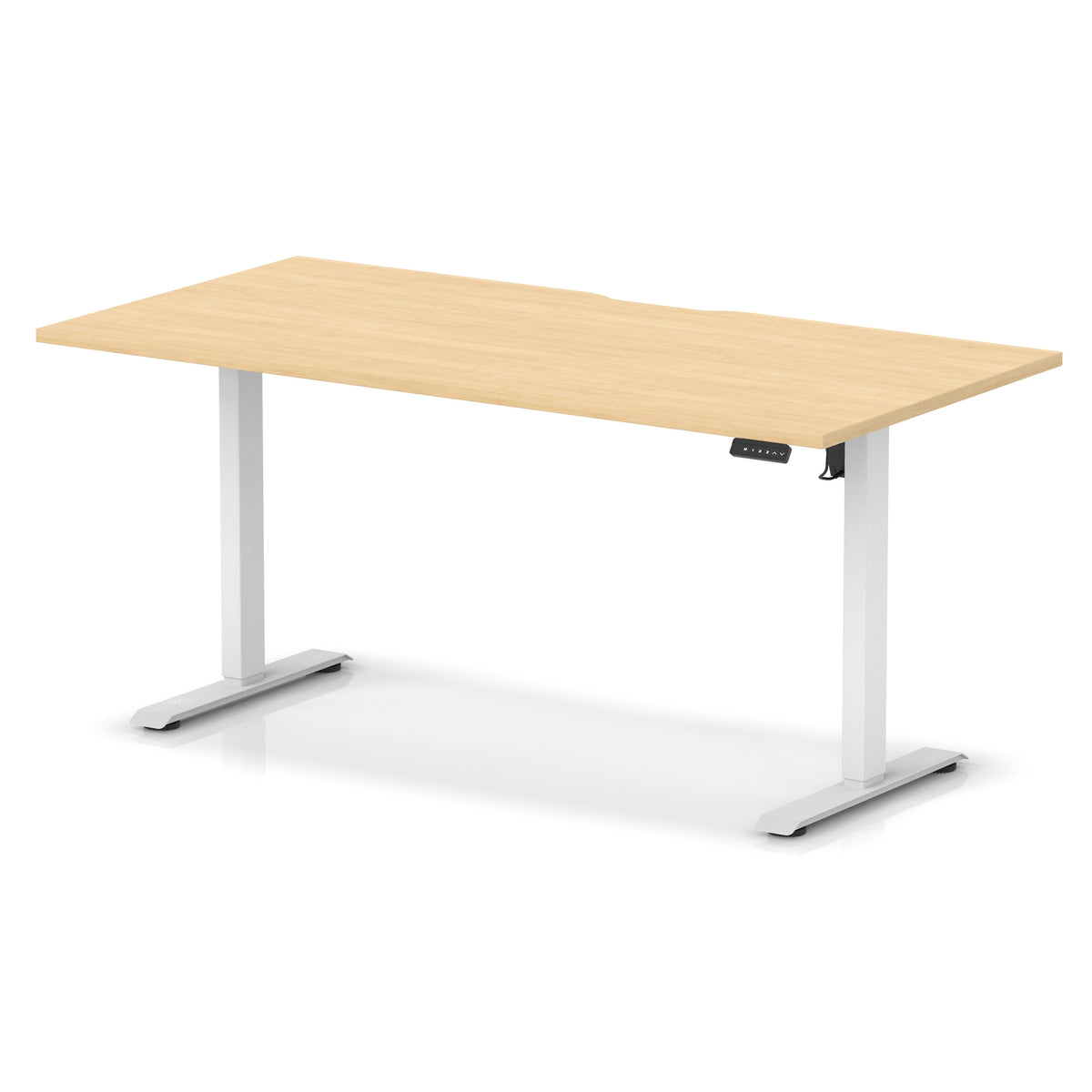 Dynamic Air Lite 1600mm scalloped edge desk in Maple with white legs
