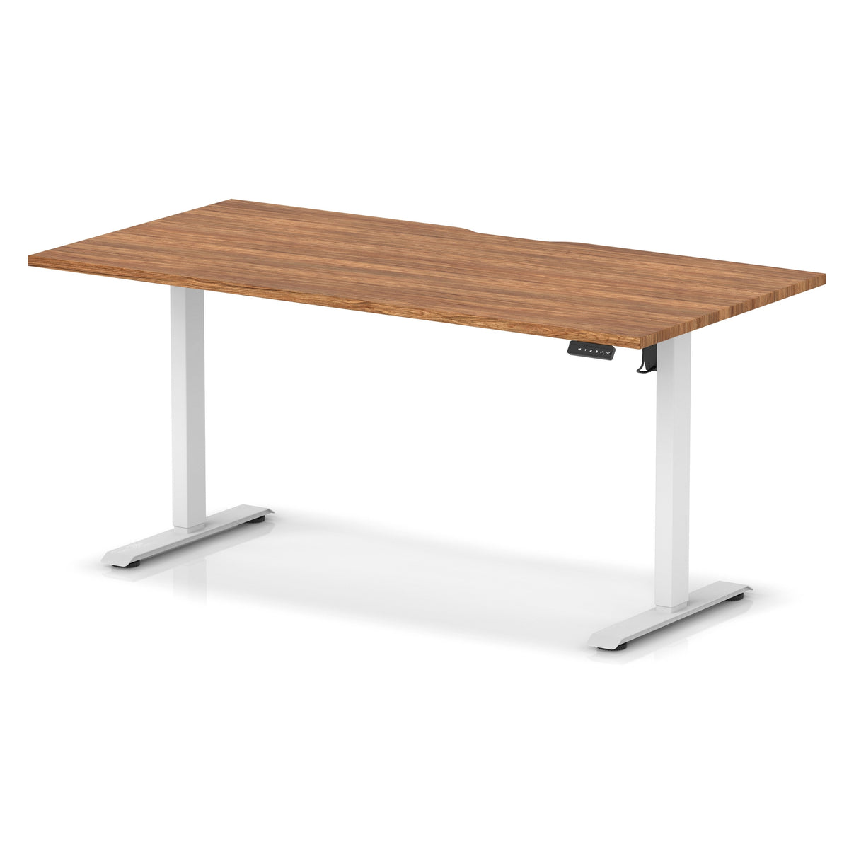 Dynamic Air Lite 1600mm scalloped edge desk in Walnut with white legs