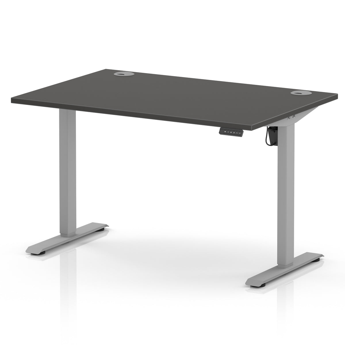 Dynamic Air Lite 1200mm desk in Carbon Grey with silver legs
