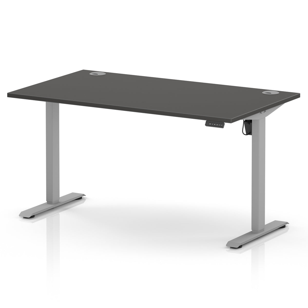Dynamic Air Lite 1400mm desk in Carbon Grey with silver legs