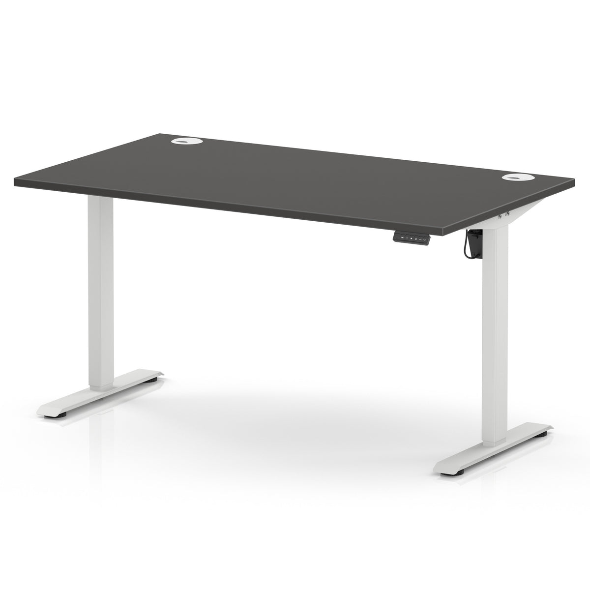 Dynamic Air Lite 1400mm desk in Carbon Grey with white legs