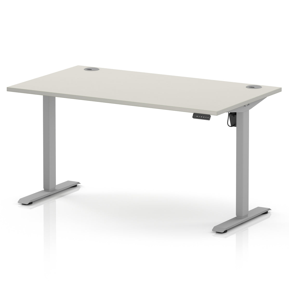 Dynamic Air Lite 1400mm desk in Dove Grey with silver legs