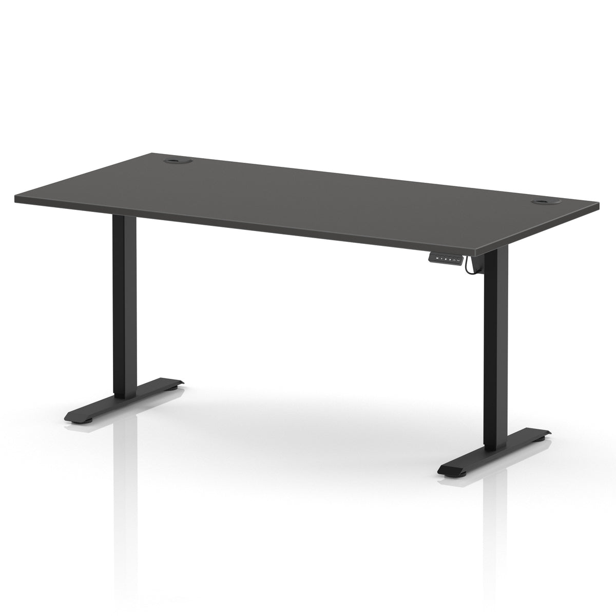 Dynamic Air Lite 1600mm desk in Carbon Grey with black legs