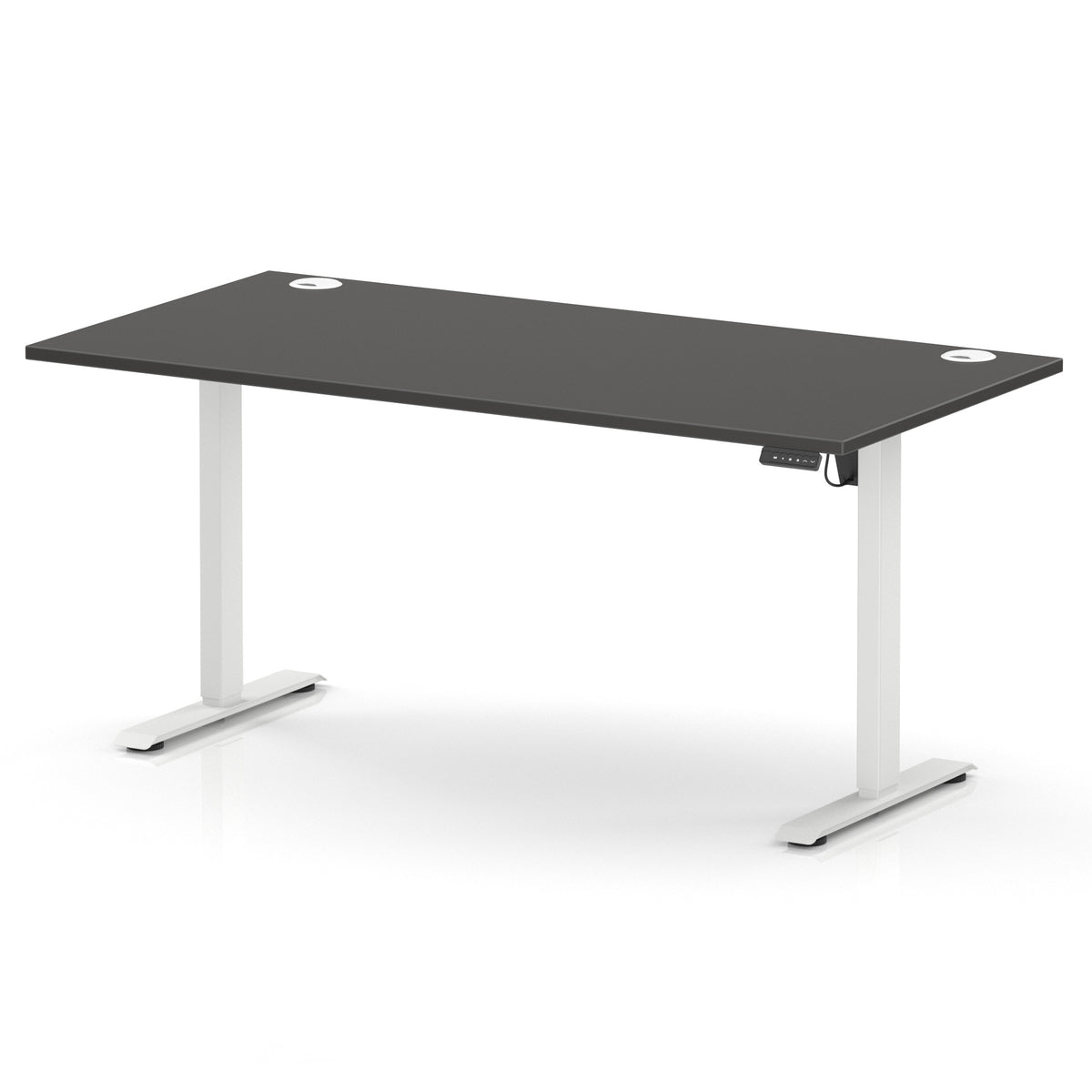 Dynamic Air Lite 1600mm desk in Carbon Grey with white legs