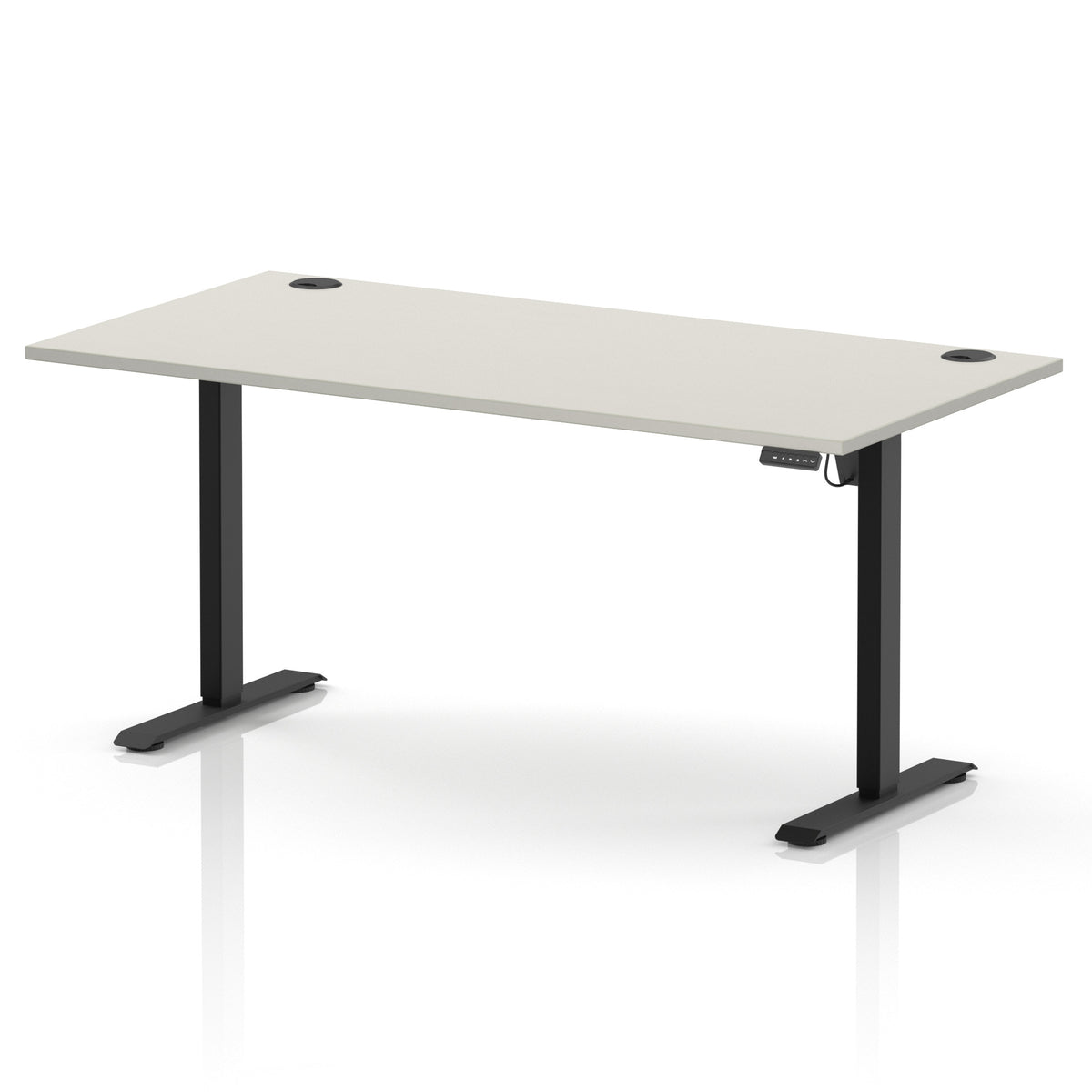 Dynamic Air Lite 1600mm desk in Dove Grey with black legs