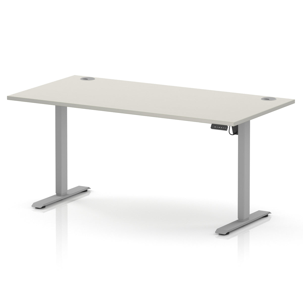 Dynamic Air Lite 1600mm desk in Dove Grey with silver legs