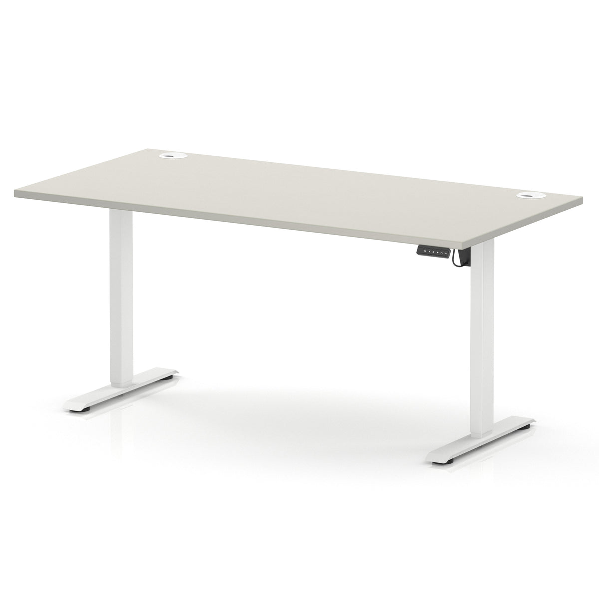 Dynamic Air Lite 1600mm desk in Dove Grey with white legs