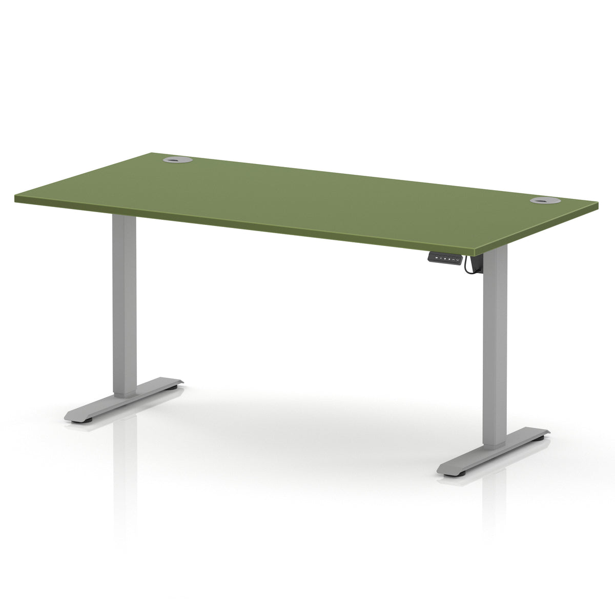 Dynamic Air Lite 1600mm desk in Moss Green with silver legs