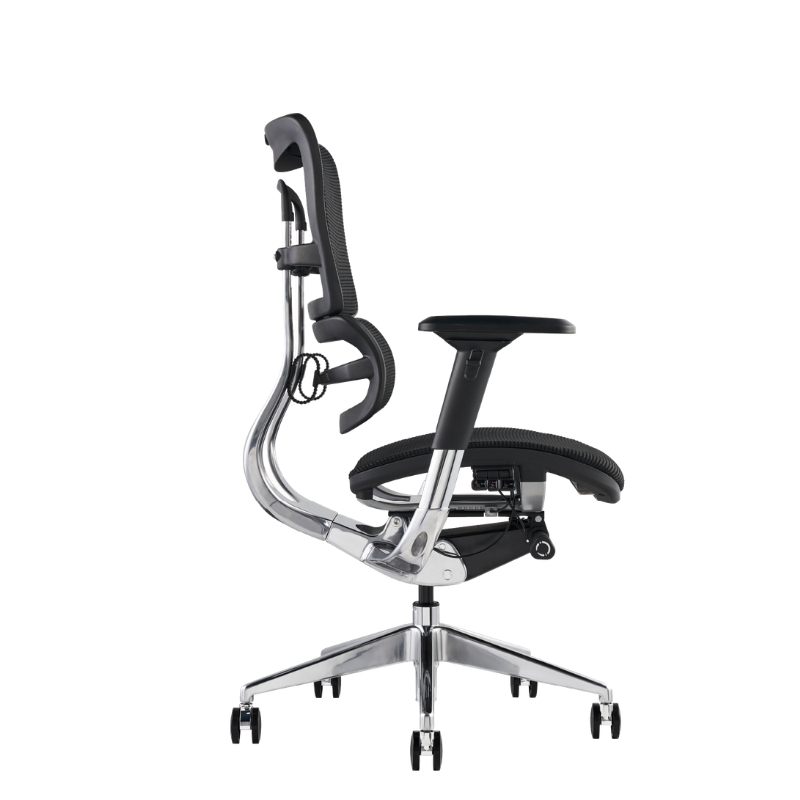 i29 ergonomic desk chair modern task seating in black, view from the side.