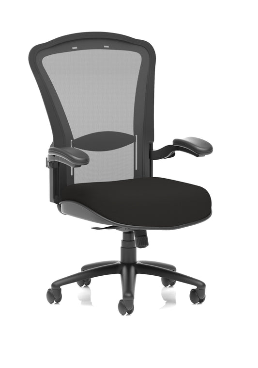 Houston heavy duty ergonomic mesh office chair with high back support and adjustable features in black