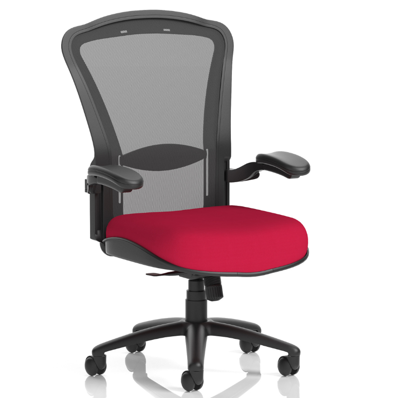 Modern Dynamic Houston ergonomic office chair with high mesh back, adjustable arms and durable construction in red
