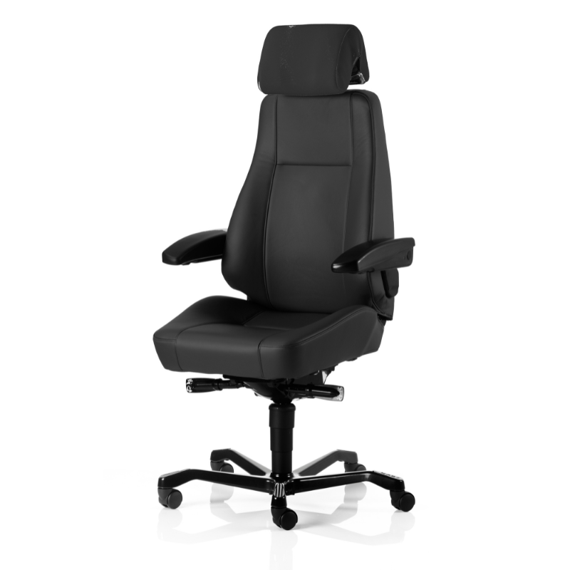 KAB Director ergonomic office chair in black Medal leather with high back support