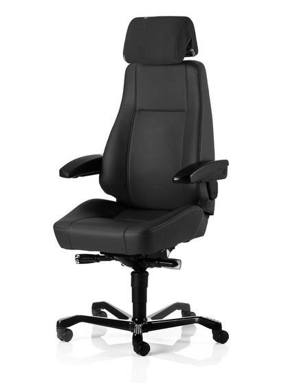 KAB Director ergonomic office chair in black Medal leather with high back support