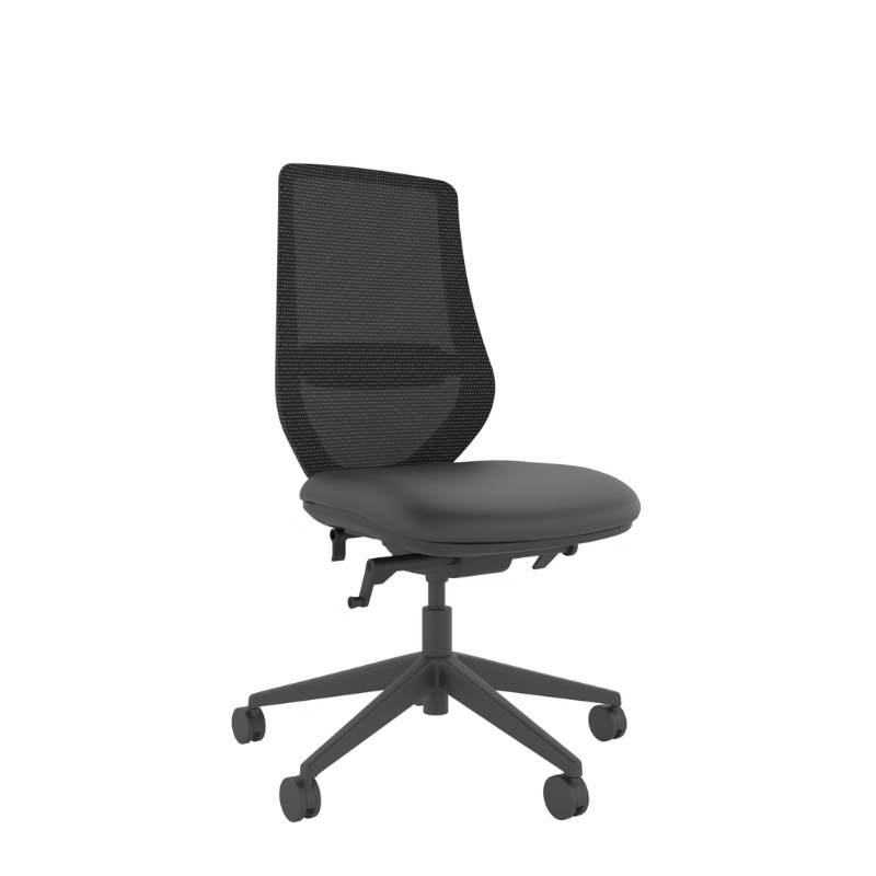 MDK Brody 5 black mesh ergonomic office chair without arms, front-left view