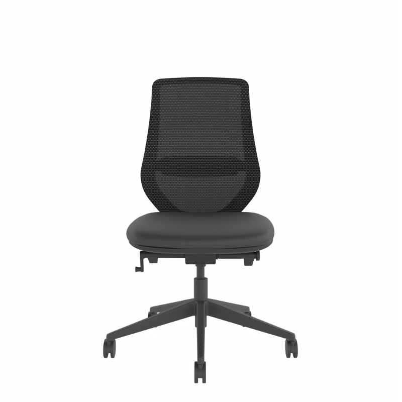 MDK Brody 5 black ergonomic office chair with breathable mesh back, front view