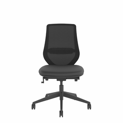 MDK Brody 5 black ergonomic office chair with breathable mesh back, front view