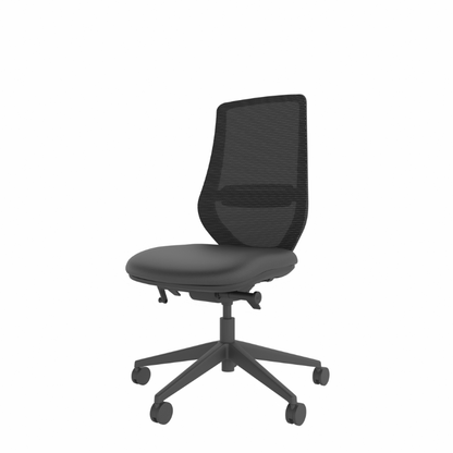 MDK Brody 5 armless office chair with breathable mesh back, left-side view
