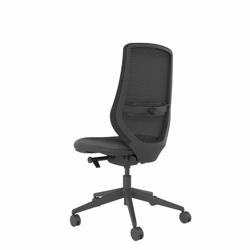 MDK Brody 5 black ergonomic mesh-back office chair, rear view