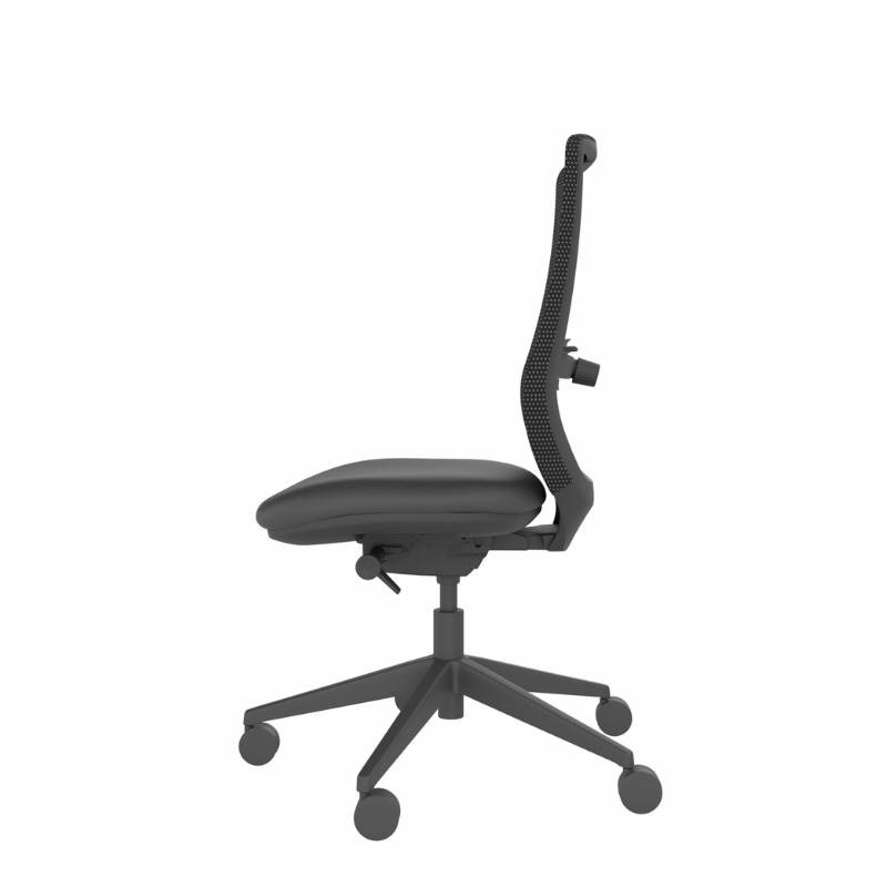 MDK Brody 5 armless office chair with breathable mesh back, left-side view