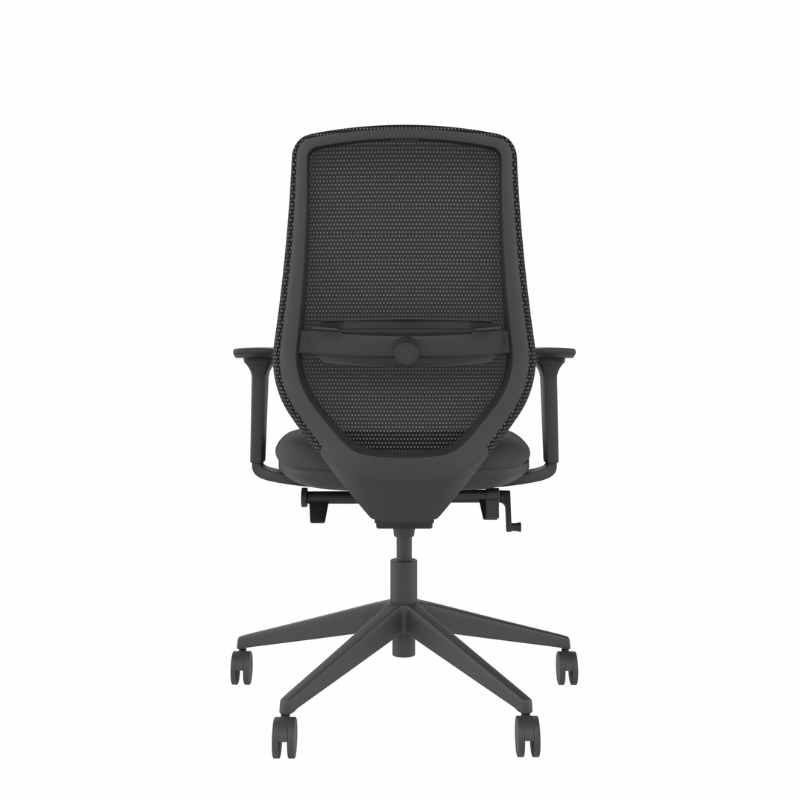 MDK Brody 5 black mesh-back office chair with arms, rear view