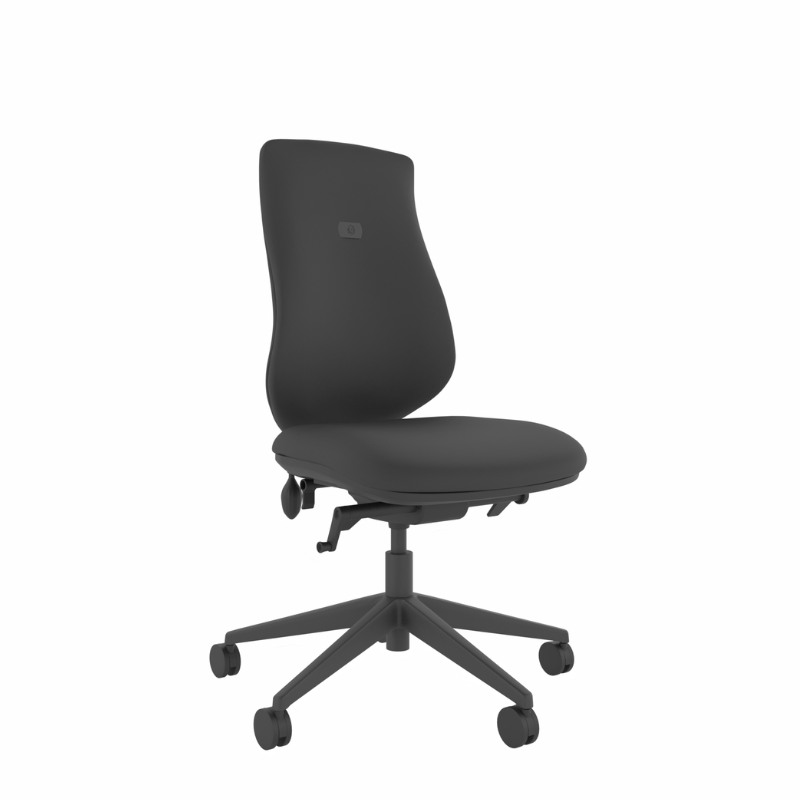 MDK Brody 6 black upholstered ergonomic office chair, front-left view