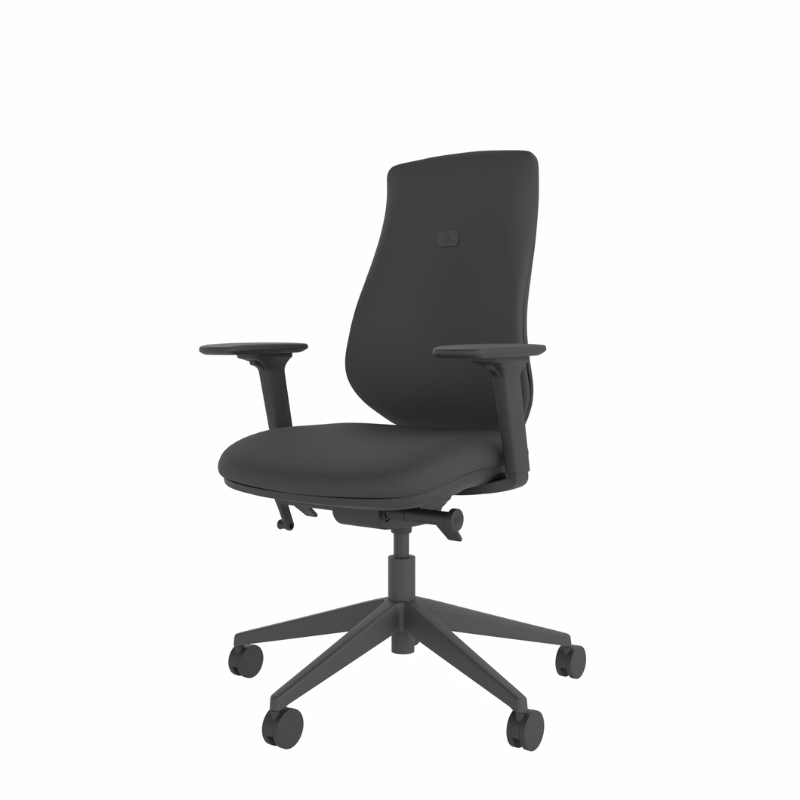 MDK Brody 6 black ergonomic office chair with arms, right-side view