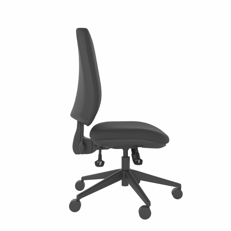 MDK Intro IT250/S black office chair with synchronised adjustment, left-side view