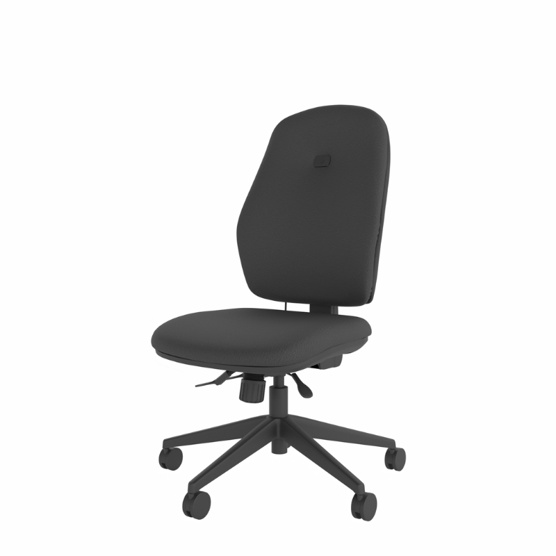 MDK Intro IT350 black 3-lever ergonomic office chair, front-left view