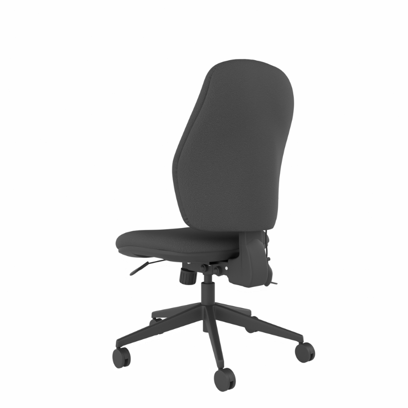MDK Intro IT350 black upholstered high-back office chair, rear view