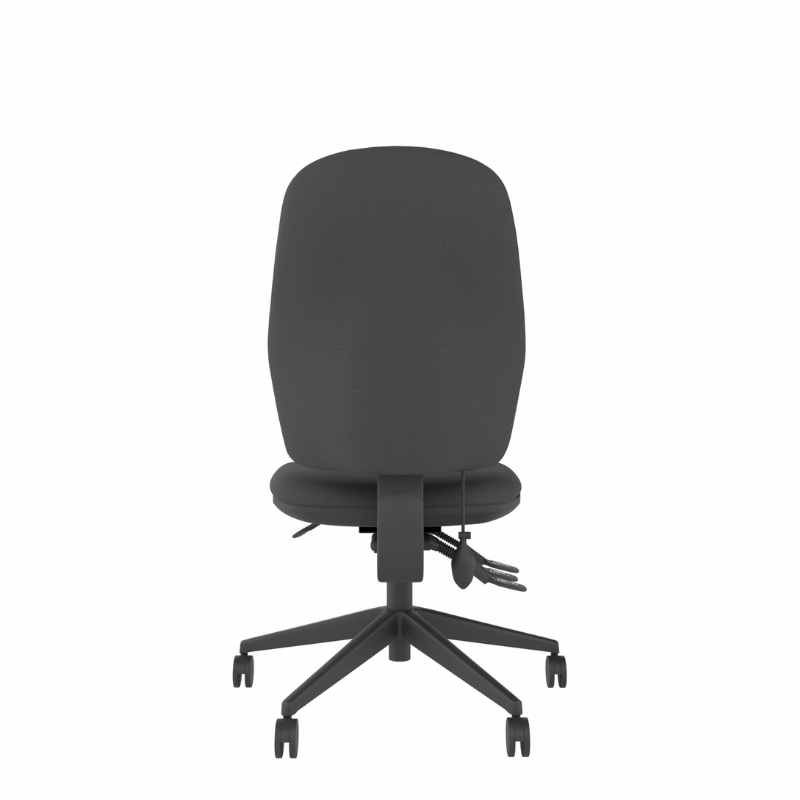 MDK Intro IT350 black upholstered high-back office chair, rear view