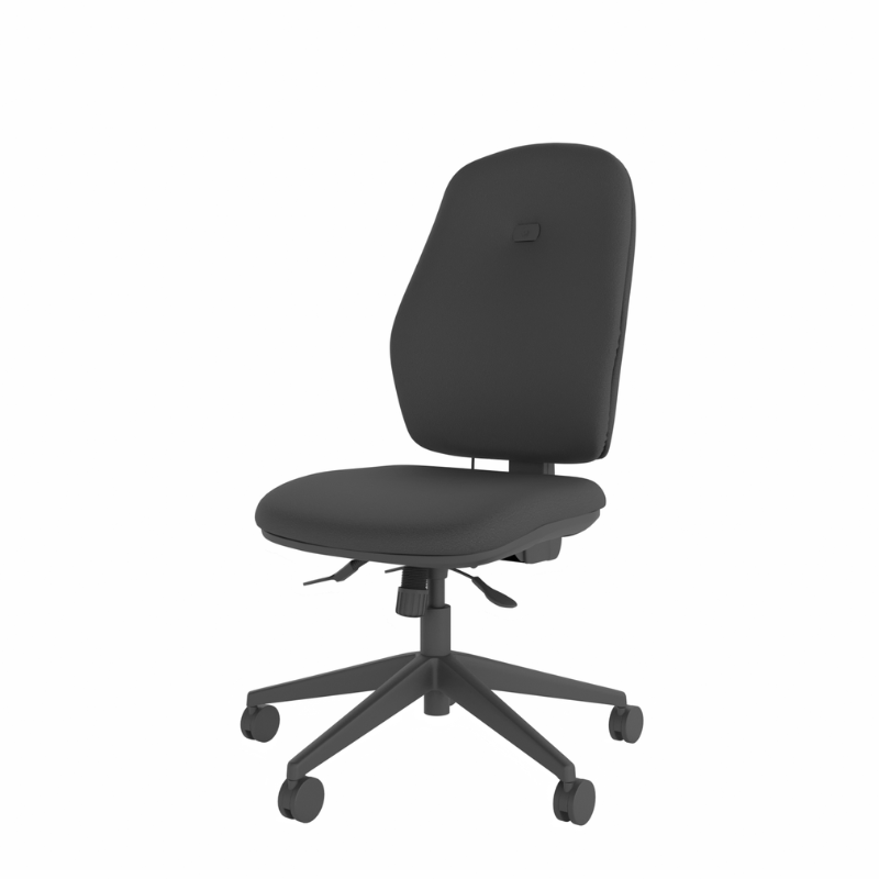MDK Intro IT350/S black ergonomic chair with lumbar support, front-right view