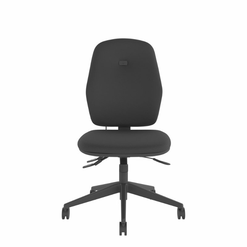MDK Intro IT350/S black ergonomic office chair with 2-lever synchronised mechanism, front view