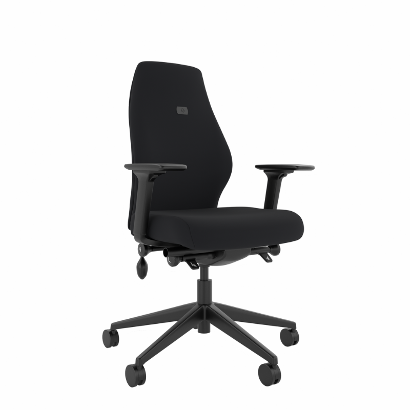 MDK Solo SL102 medium black ergonomic office chair viewed from the front left