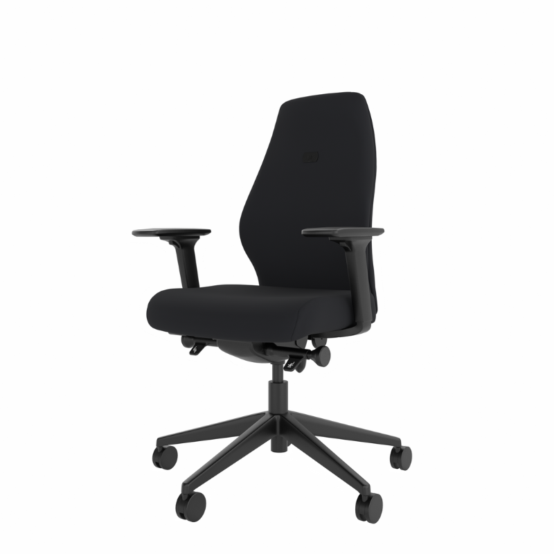 MDK Solo SL102 medium black ergonomic office chair viewed from the front right