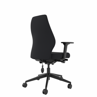 Rear-left view of the MDK Solo SL102 medium black ergonomic office chair