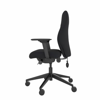 Side view of the MDK Solo SL102 medium ergonomic office chair in black