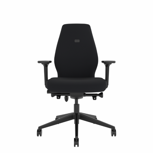 MDK Solo SL102 medium ergonomic office chair in black fabric, front view