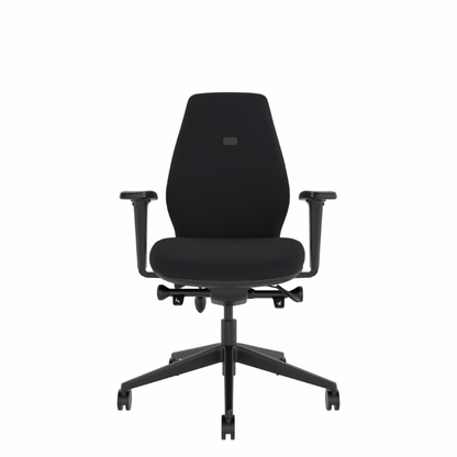 MDK Solo SL102 small ergonomic office chair in black fabric, front view