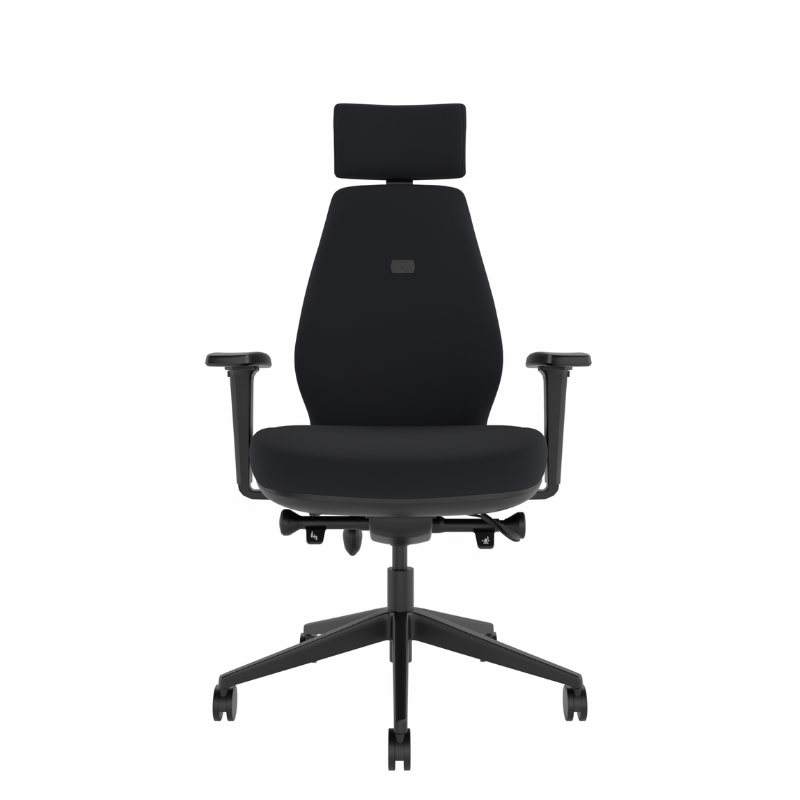 MDK Solo SL152 large ergonomic office chair with headrest and adjustable arms, front view