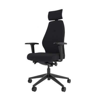 Front-left view of MDK Solo SL152 medium ergonomic chair with headrest