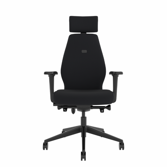 MDK Solo SL152 medium ergonomic office chair with headrest and adjustable arms, front view