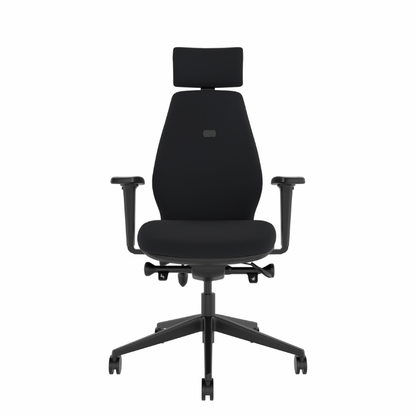MDK Solo SL152 small ergonomic office chair with headrest and adjustable arms, front view