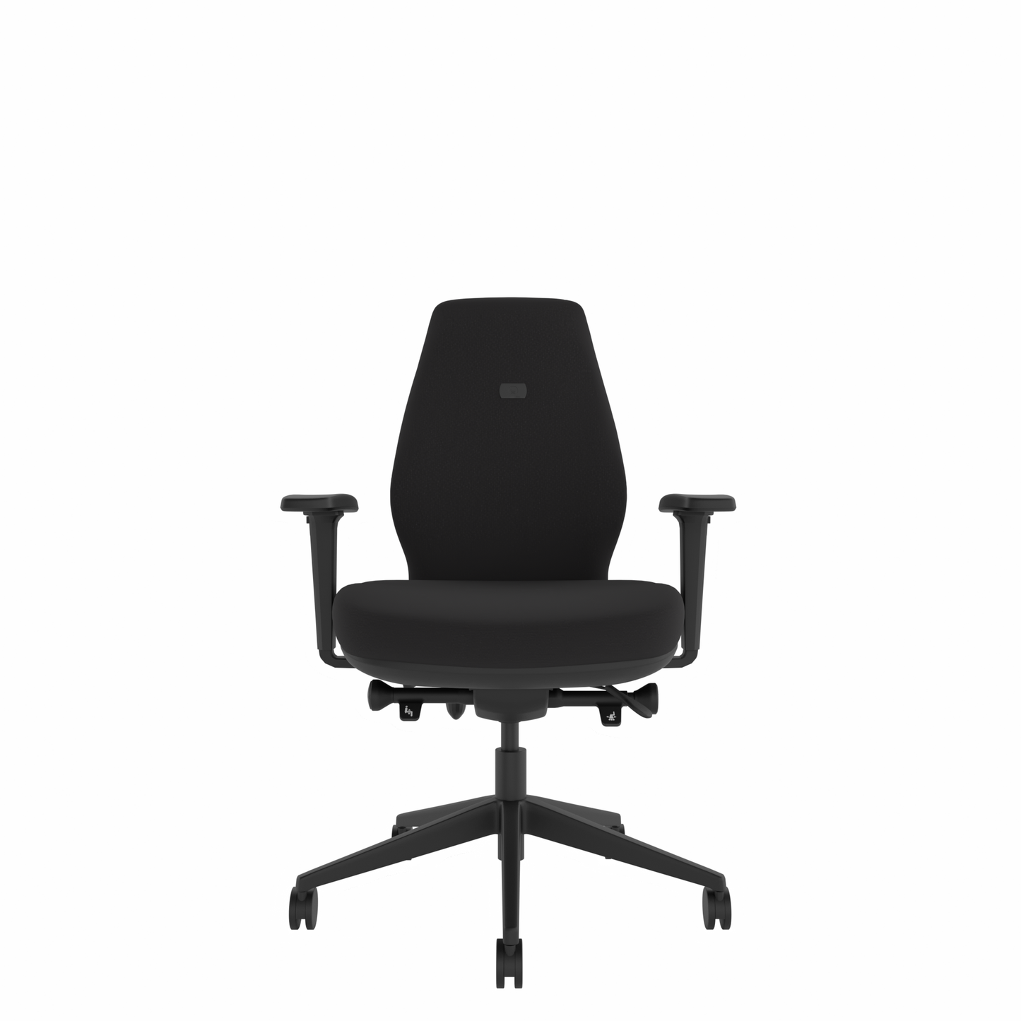 MDK Solo SL102 ergonomic office chair with large upholstered seat, high backrest and 2D adjustable arms in black