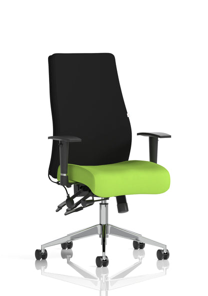 Onyx high back ergonomic office chair with lumbar support and adjustable height in black /green