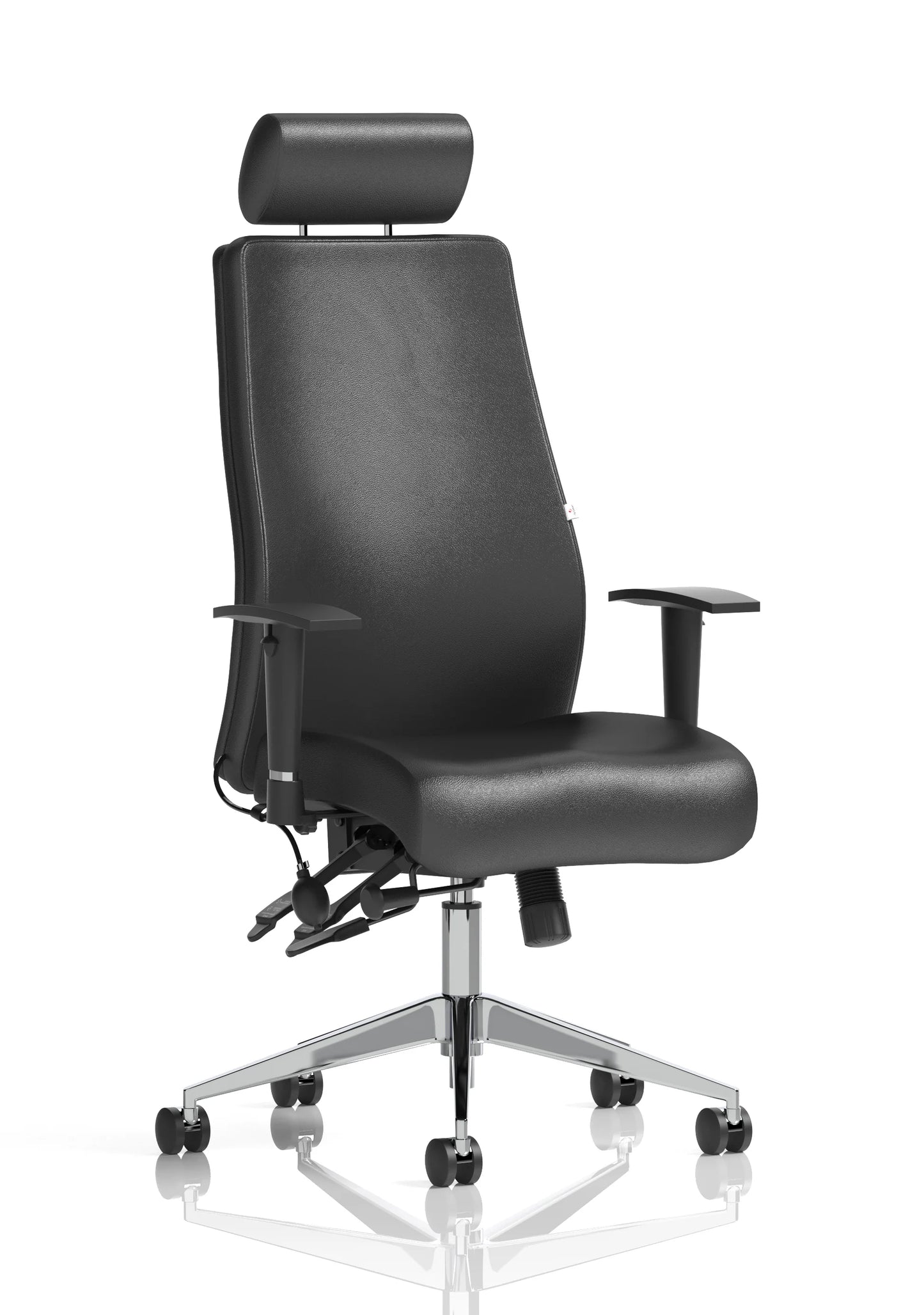 Onyx high back ergonomic office chair with lumbar support and adjustable height in black finish headrest